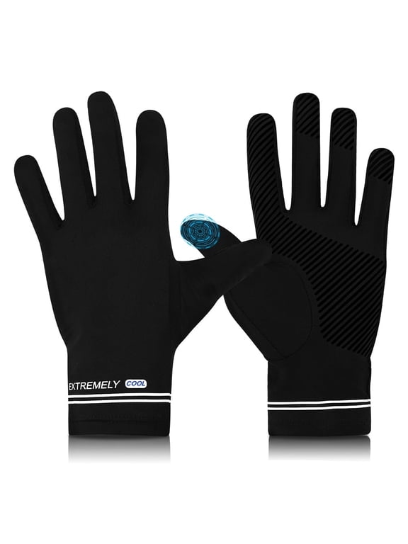 Sun Gloves for Men Women UV Protection,Thin UPF 50+ Touchscreen Full Finger Driving Gloves for Hiking Cycling Golfing Riding,Black