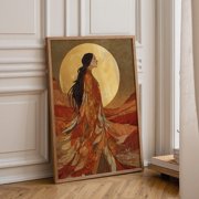Sun Goddess Art Deco Divine Feminine Celestial Woman Desert Art Golden Goddess Mystical Spiritual Wall D cor Art Poster , Poster Print Only