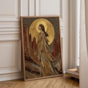Sun Goddess Art Deco Divine Feminine Celestial Woman Desert Art Golden Goddess Mystical Spiritual Wall D cor Decorative Art Poster , Poster Print Only