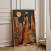 Sun Goddess Art Deco Divine Feminine Celestial Woman Desert Art Golden Goddess Mystical Spiritual Wall D cor Poster , Poster Print Only