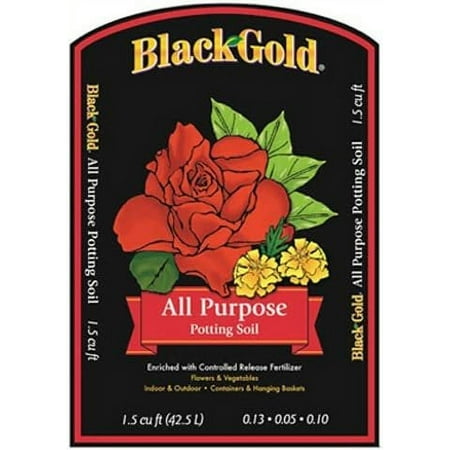 1-pack Black Gold All Purpose Potting Mix with Fertilizer - Potting Soil - 2 Cubic Feet, 1 Pack — Outdoor & Indoor Plant Use, Easy Application