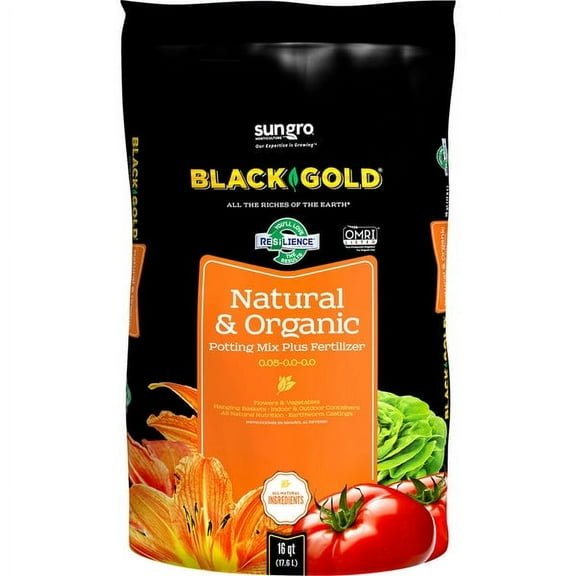 Sun Gro Black Gold Organic All Purpose Potting Mix Soil, 16 qt