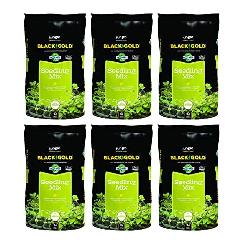 Sun Gro Black Gold Seedling Germination Mix for Seeds, Cutting, Vegetables, and Herbs, 16 Quart Bag (6 Pack)