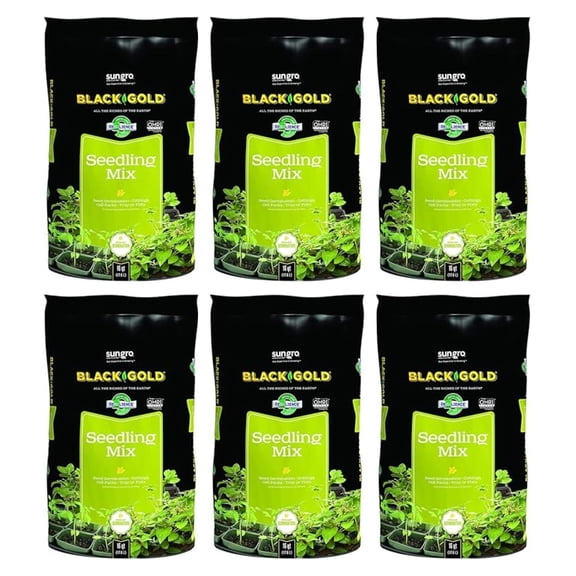 Sun Gro Black Seedling Germination Mix for Seeds, Cutting, Vegetables, and , 16 Quart Bag (6 Pack)