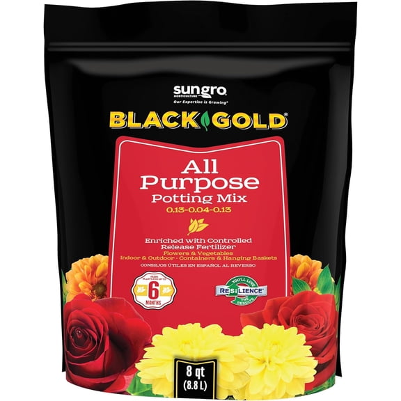 Sun Gro Horticulture 8-Quart Black Gold 1310102 Purpose Potting With Control, Brown/A