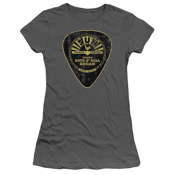 Sun - Guitar Pick - Juniors Teen Girls Cap Sleeve Shirt - Small