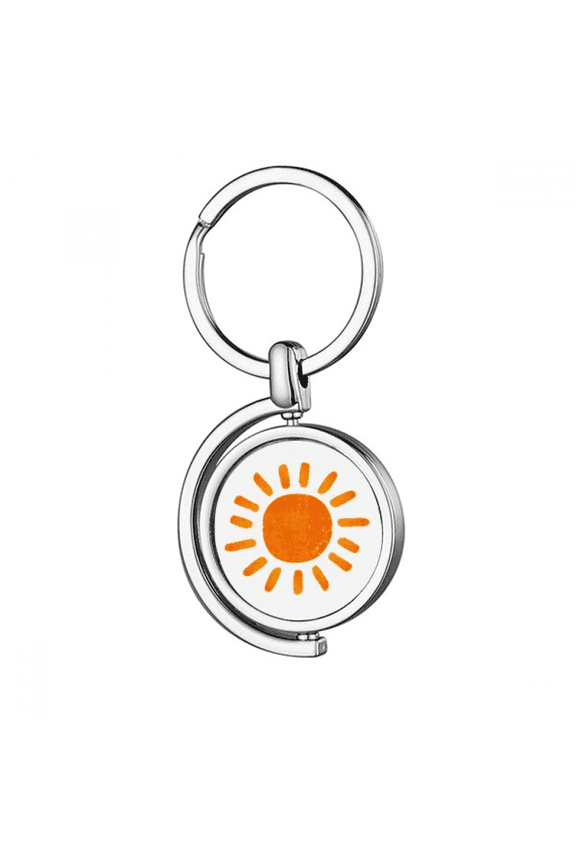 Sun Hand Painting Sunshine Weather Rotating Keychain Metal Keyring Holder
