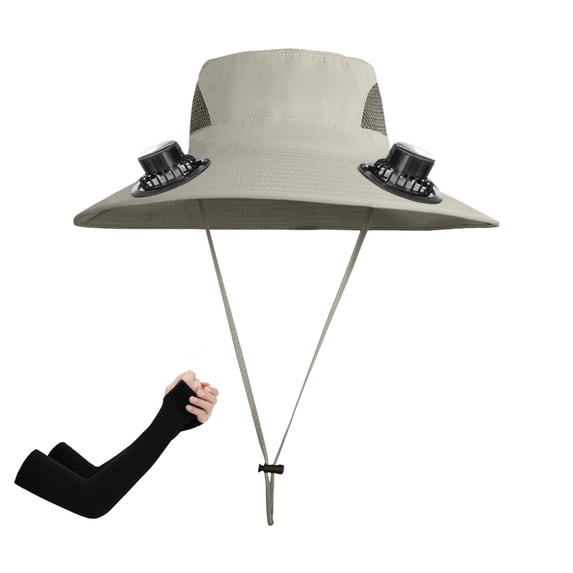 Sun Hat with 2 Solar Fans, Wide Brim Solar Fan Hat, USB Charging,2 Speeds, Mens & Women Summer UV Protection Wide Brim Fishing Cowboy Hats, Hiking Fishing Visors Hat with Fan