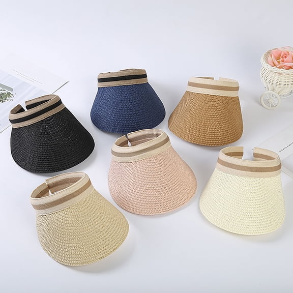 Sun Hat Adjustable UV Breathable Straw Weaving Visor Hat for Summer