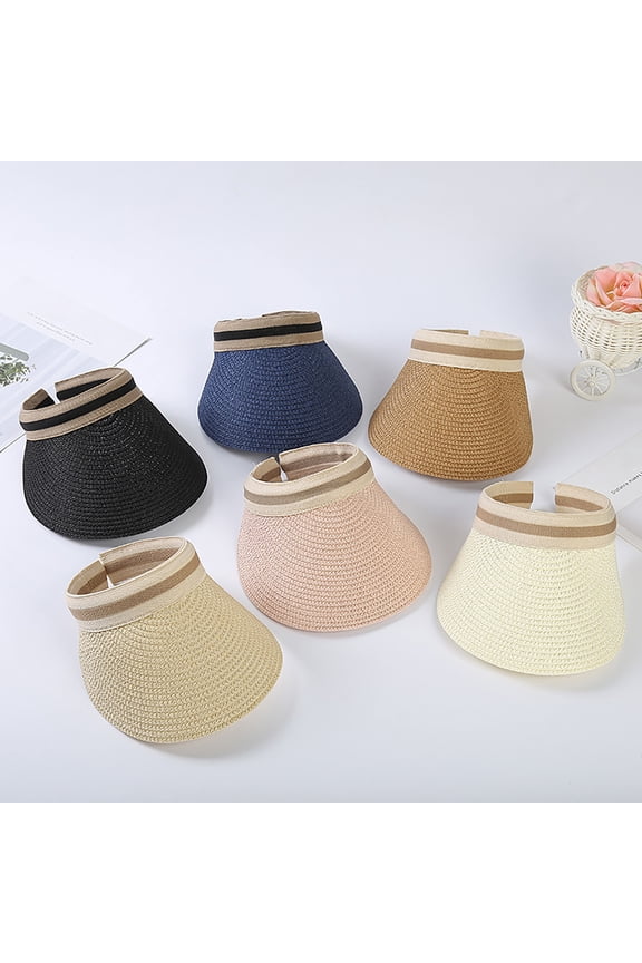 Sun Hat Adjustable UV Breathable Straw Weaving Visor Hat for Summer