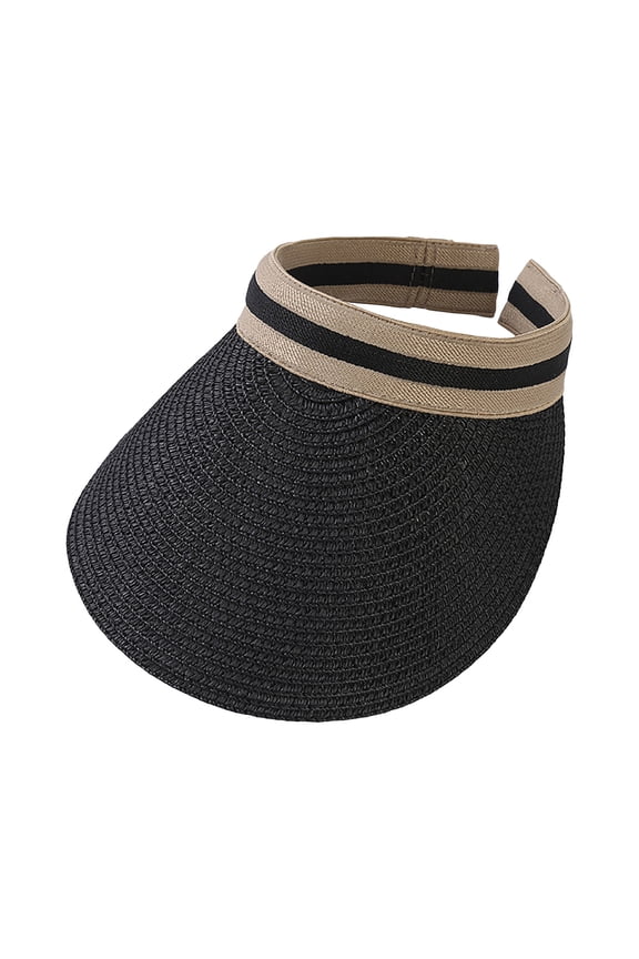 Sun Hat Adjustable UV Protection Breathable Straw Weaving Visor Hat for Summer