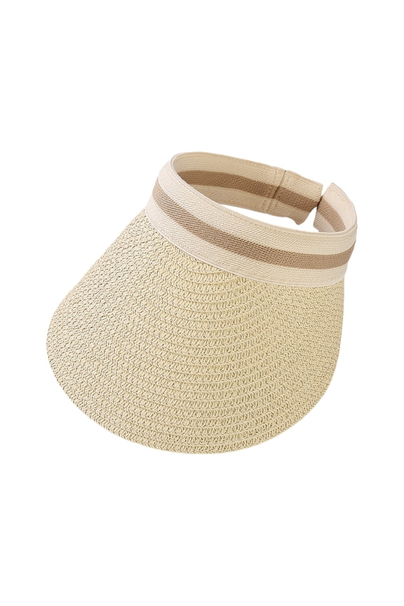 Sun Hat Adjustable UV Protection Breathable Straw Weaving Visor Hat for Summer