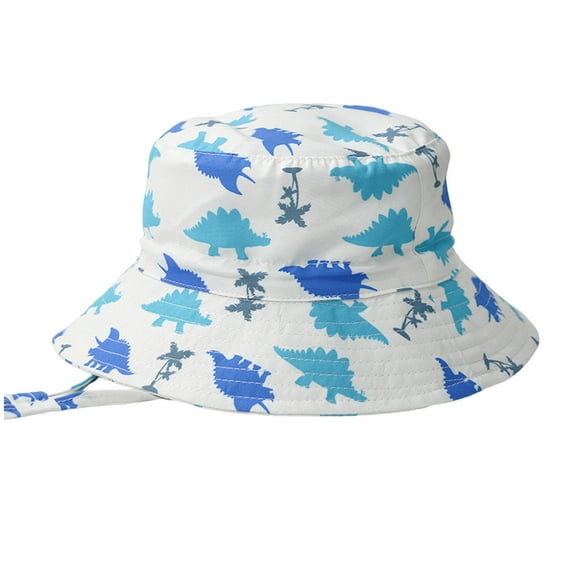 Sun Hat for Baby Toddler Kids Summer Bucket Hat Cartoon Dinosaur Print Wide Brim Sun Hat Soft Breathable Outdoor Beach Hat Fisherman Style Boys Sun Hat WH1 3 Years-4 Years