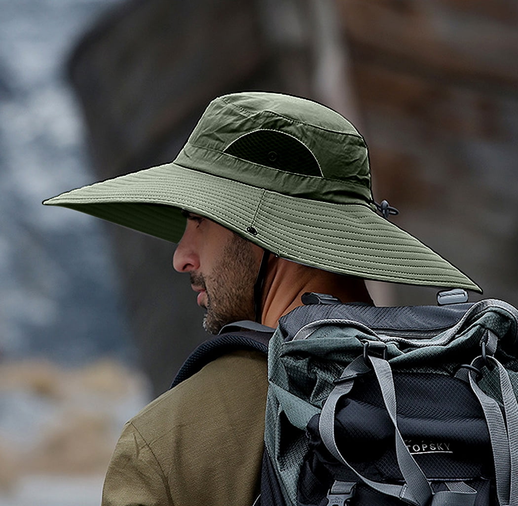 Men Outdoor Fishing Hiking Bucket Hat Cap Ear Flap Neck Cover Wide Brim Sun  Hat