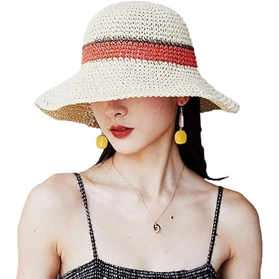 Sun Hat Floppy Straw Hat Wide Brim Foldable Bucket Summer Beach Visor Hat for Girls Women