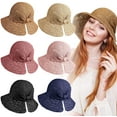 thumbnail image 1 of Sun Hat Foldable Wide Brim Summer Beach Hat UV Protection Straw Hat with Bowknot for Women Girls, 1 of 6