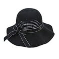 thumbnail image 1 of Sun Hat Folding Sun Protection Knitted Wide Brim Ribbon Bow Women Beach Hat for Outdoor, 1 of 8