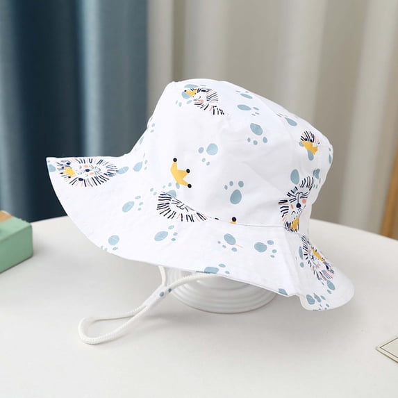 Sun Hat Kids Summer Sun Protection Wide Brim Bucket Hat Adjustable Beach Hats for Boys Girls (White3 2-6 Years)