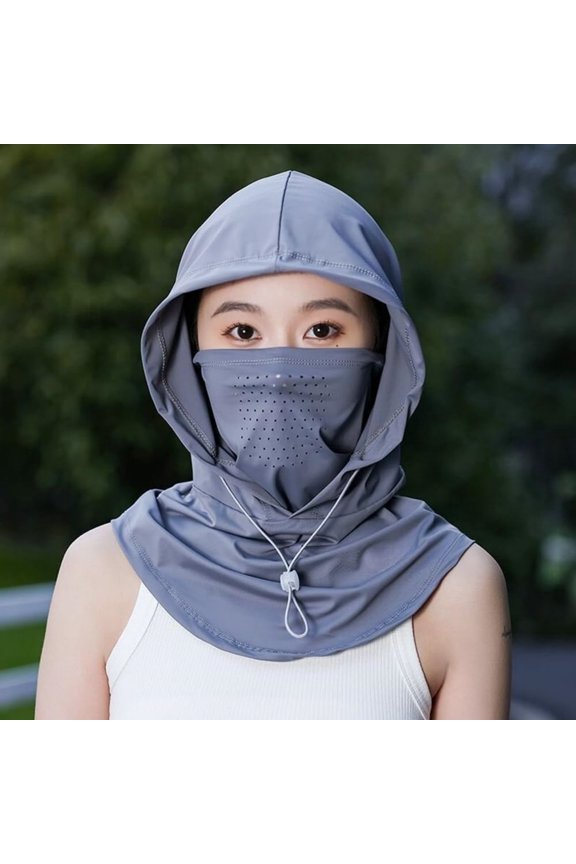 Sun Hat Mask Summer Face Shield Dual-Use Driving Cycling Cap Breathable Multi-Functional Headwear Outdoor UV Protection Shielded Neck Cover Gear A152_Dark Gray
