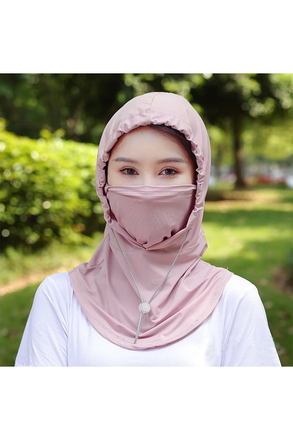 Sun Hat Mask Summer Face Shield Dual-Use Driving Cycling Cap Breathable Multi-Functional Headwear Outdoor UV Protection Shielded Neck Cover Gear B151_Pink
