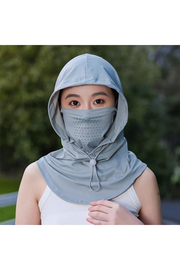Sun Hat Mask Summer Face Shield Dual-Use Driving Cycling Cap Breathable Multi-Functional Headwear Outdoor UV Protection Shielded Neck Cover Gear B154_Light Gray