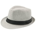 thumbnail image 1 of Sun Hat for Men Breathable Linen Fedora Trilby Style Summer Outdoor Protection Cap for Beach Travel and Casual Walking in Natural Light Khaki Tone A237 Gray, 1 of 8