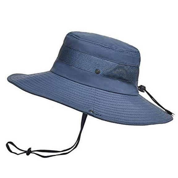 Sun Hat for Men with Hat Clip, Fishing Hat for Men, Summer Breathable Mesh Bucket Hats for Men, Mens Hats with UV Protection for Hiking Beach, Navy Blue