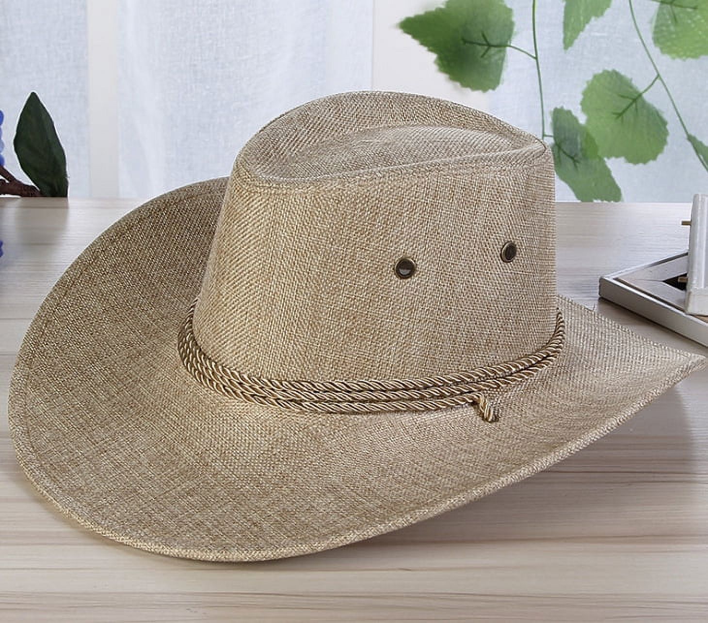 Sun Hat, Men Summer Straw Hat, Cool Western Cowboy Hat, Outdoor Wide Brim Hat - image 1 of 8