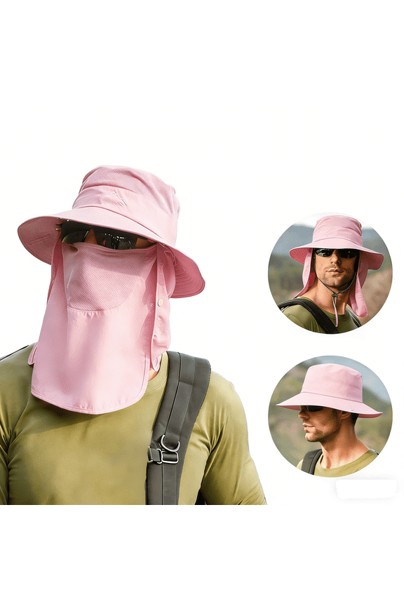 Sun Hat for Men & Women, UPF 50+ UV Protection Fishing Hat, Wide Brim Outdoor Hat with Removable Face Cover & Neck Flap for Hiking, Camping, Kayaking, Beach