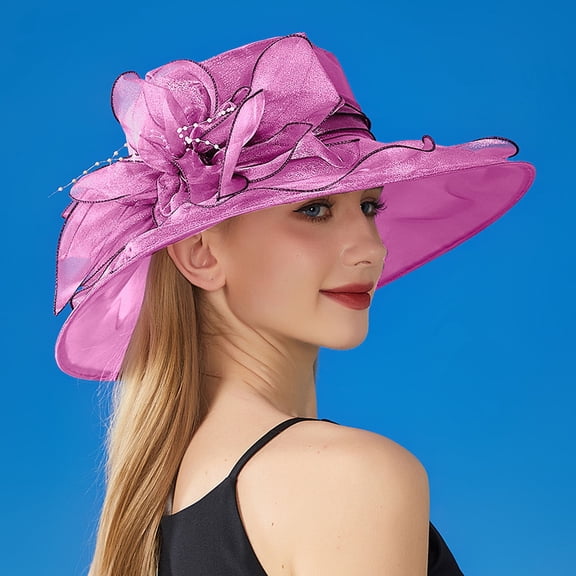 Sun Hat, Solid Color Big Flower Shade Sun Hat, English Lady Elegant Temperament, Foldable & Packable One Size, Size One Size Women's Sun Hats