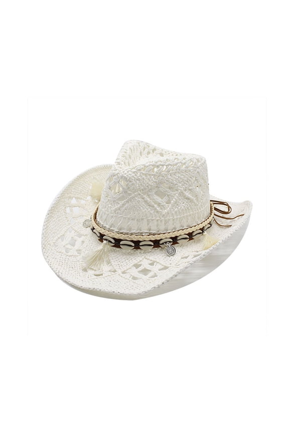 Sun Hat , Sun Hats for Women Packable , Large Sun Hats for Women Stylish Summer Western Cowboy Hat for Women and Men Adjustable Shapeable Straw Sun Hat with Breathable Hollow Design