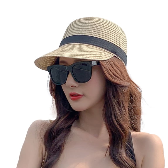 Sun Hat Sun Protection Wide Brim Windproof Anti-UV Adjustable Bee Decoration Hand Weaving Sun Visor Hat Daily Accessory