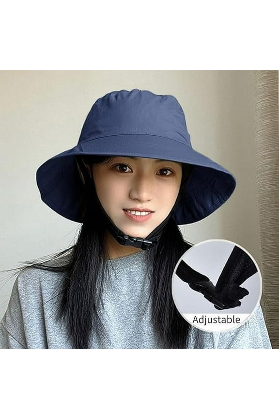 Sun Hat, Surf Hat, Polyester and Nylon Waterproof Bucket Hats with Chin Straps are Designed for Both Men and Women Who Enjoy Water Sports, Fits Head Circumference 21.6-23.5 Inch, Navy Blue