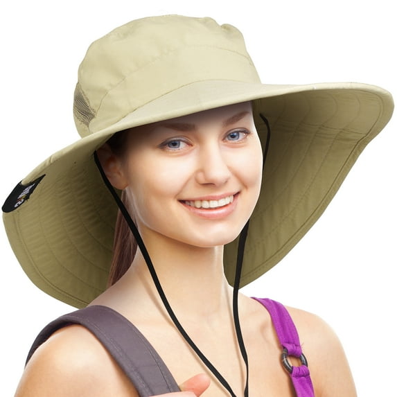 Sun Hat UV Protection Wide Brim Boonie Safari Fishing Cap Adjustable Drawstring