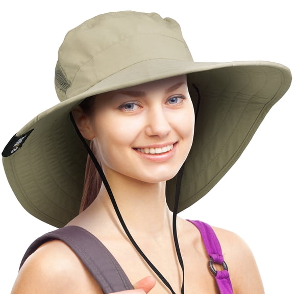 Sun Hat UV Protection Wide Brim Boonie Safari Fishing Cap Adjustable Drawstring