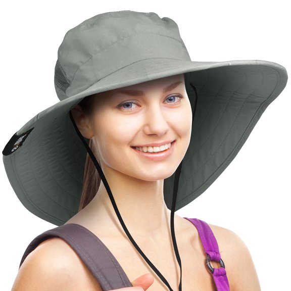 Sun Hat UV Protection Wide Brim Boonie Safari Fishing Cap Adjustable Drawstring