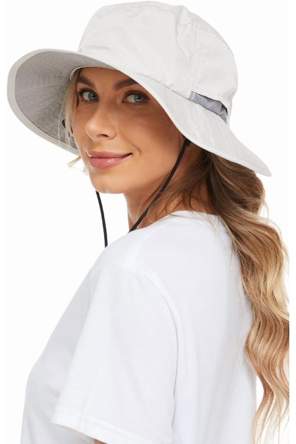 Sun Hat Water-Repellent UV Protection Safari Hat Adjustable for Women