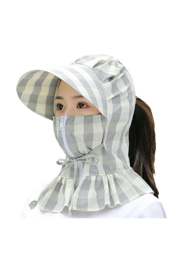 Sun Hat Wide Brim Fishing Hats, Multi-Function Sun Protection Neck Flap Visor Cap Summer Travel Beach Hat for Women