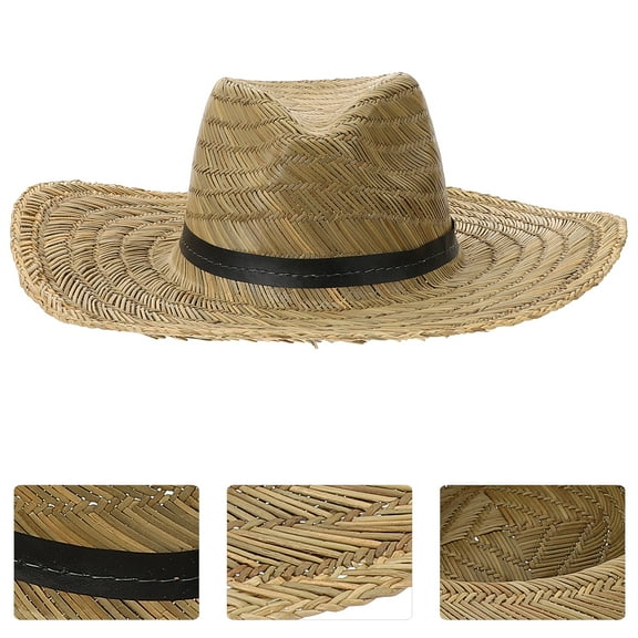 Sun Hat,Wide Brim Straw Woven Hat Men Uv Protection Sun Hat Summer Hat Decorative Hat