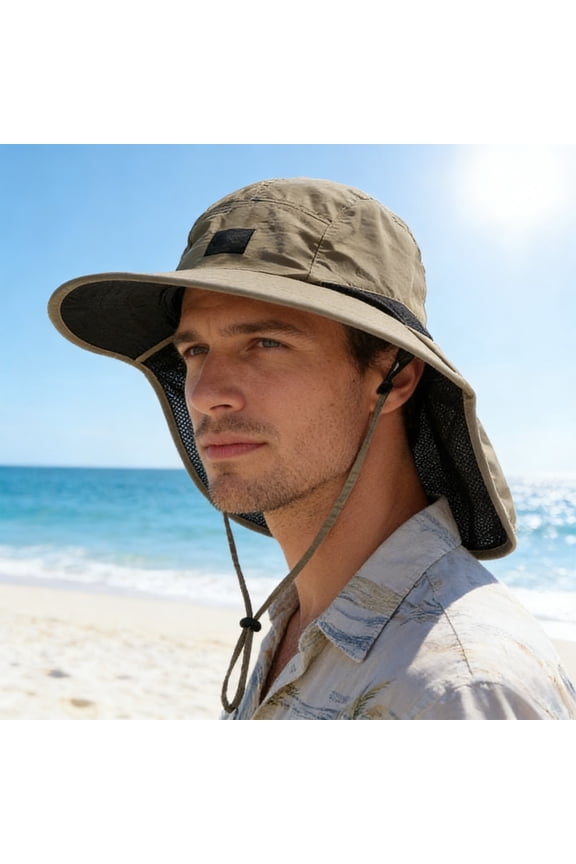 Sun Hat Wide Brim Sun Protection Hat Windproof Breathable Adjustable Fishing Hat With Face Neck Cover, UV Block Cooling Comfortable Wear, for beach hiking fishing travel outdoor work