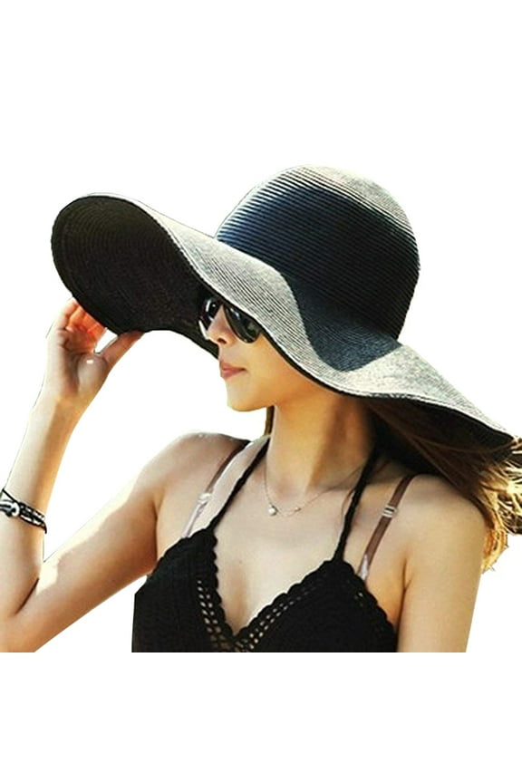 Sun Hat Widen Brim Sun Protection Solid Color Summer Outdoor Fashion Ladies Big Brimmed Straw Hat Women Accessories
