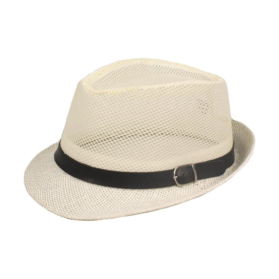 Sun Hat Women CQXIDFH Unisex Linen Mesh Fedora Hat, Breathable Panama Sun Hat, Casual Summer Outdoor Accessories for Men Women, Trucker Hats (Light yellow, A)