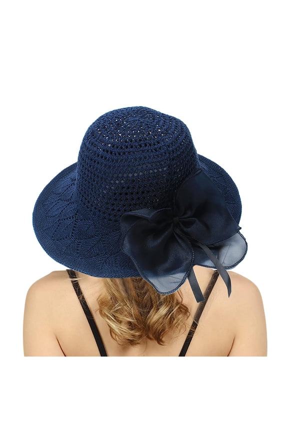 Sun Hat Women Dress Wide Leaf Flower Bridal Shower Mens Activities Hat,Navy,One Size