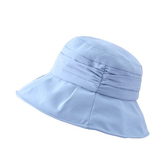 Sun Hat for Women and Men, Irregular Pleated Design Unisex Cotton Bucket Hat Lightweight Foldable Floppy Brim Bucket Hat Breathable Casual Summer Outdoor Hat, Blue