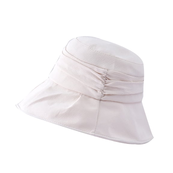 Sun Hat for Women and Men, Irregular Pleated Design Unisex Cotton Bucket Hat Lightweight Foldable Floppy Brim Bucket Hat Breathable Casual Summer Outdoor Hat, Beige