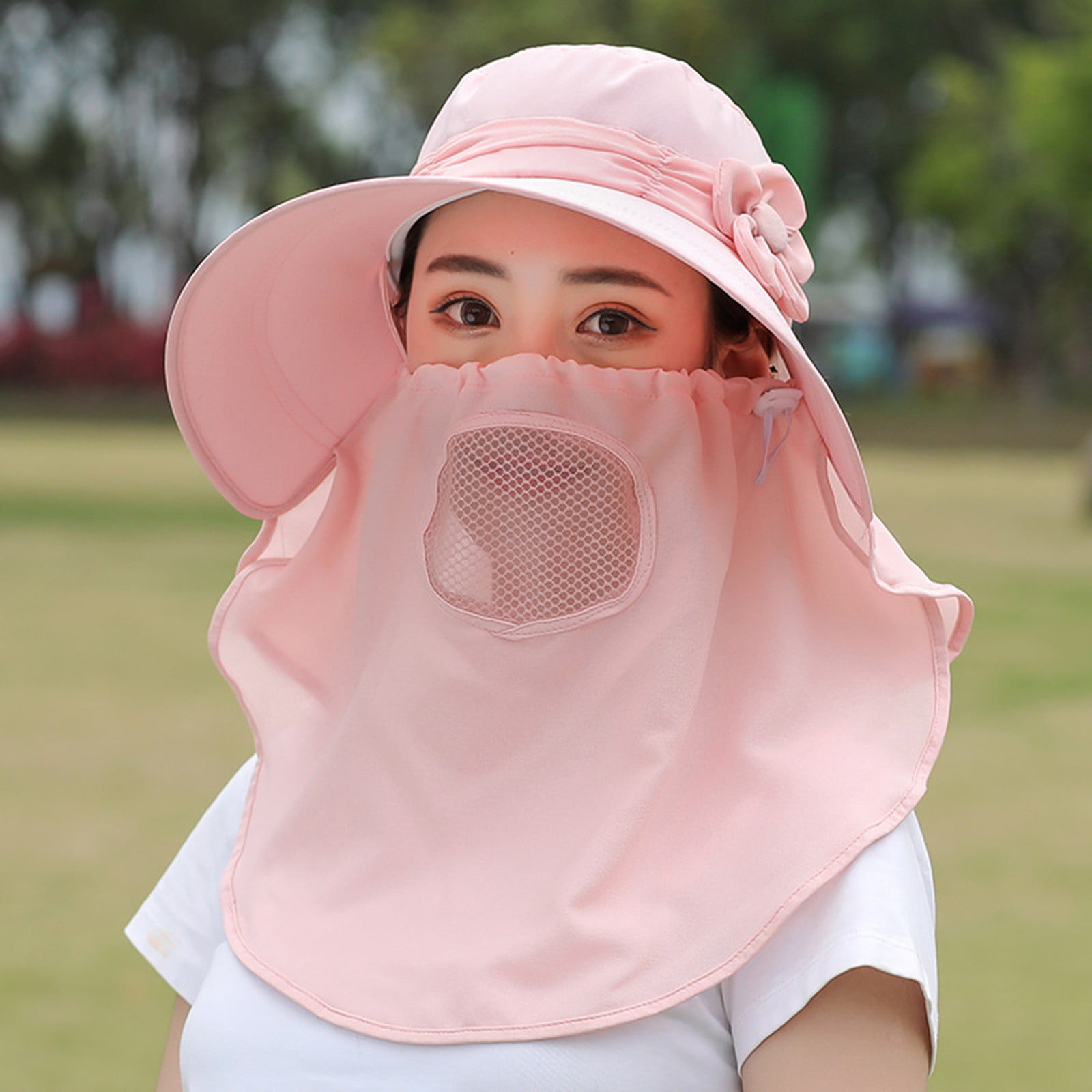 Sun Hat Women Outdoor Sport Fishing Hiking Hat Uv Protection Face Neck Flap  Sun Cap Hat Hats For Women Polyester Beige