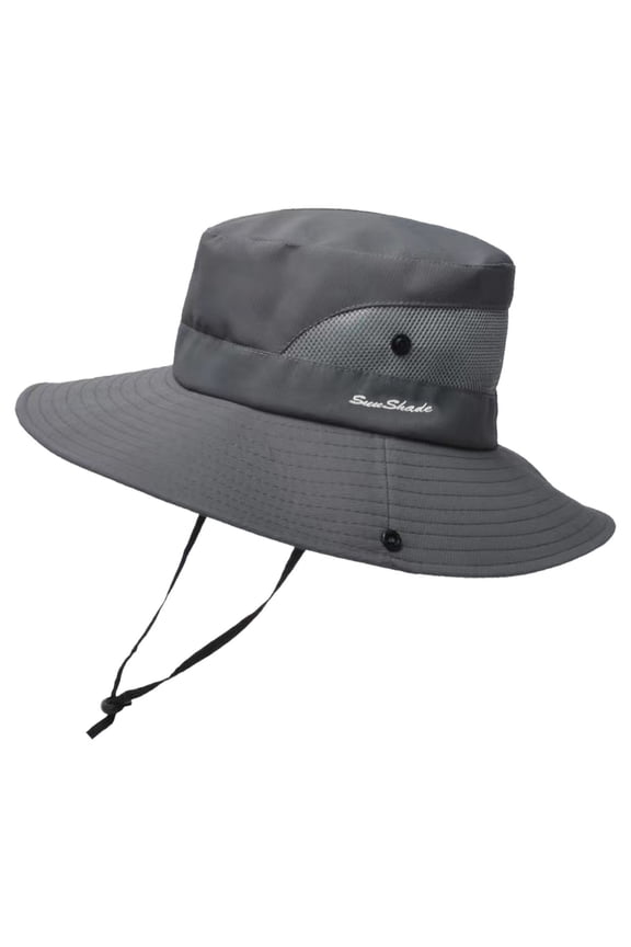 Sun Hat for Women with Ponytail Hole, UPF Wide Brim Sun Protection Hat with Adjustable Chin Strap, Breathable Mesh Summer Sun Hat for Travel, Hiking, Beach and Outdoor Activities Dark Gray