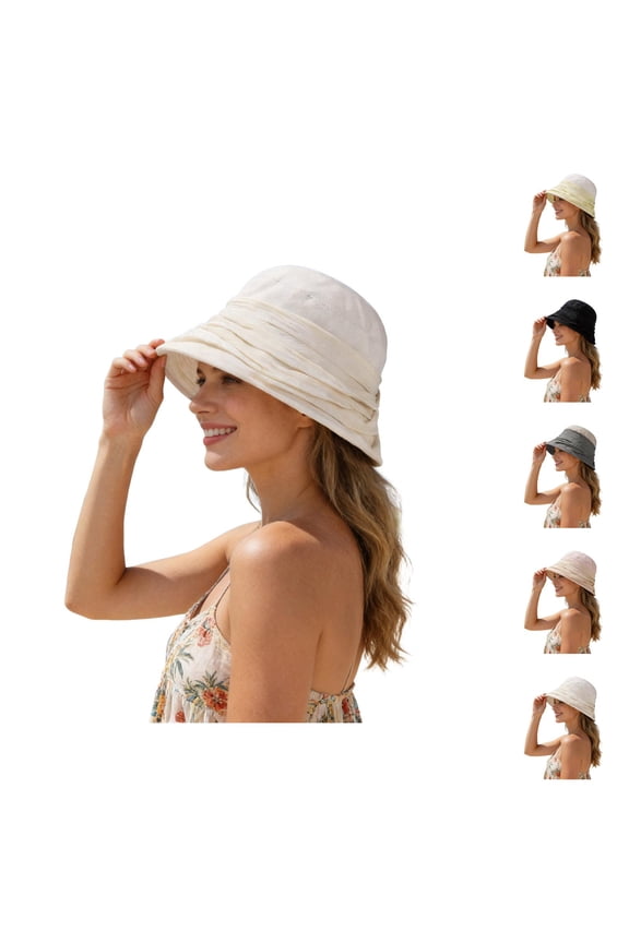 Sun Hat Women Summer Hats for Women Beret Hat Fashionable Casual Slouchy Crinkle Patchwork Sun Wide Brim Cap