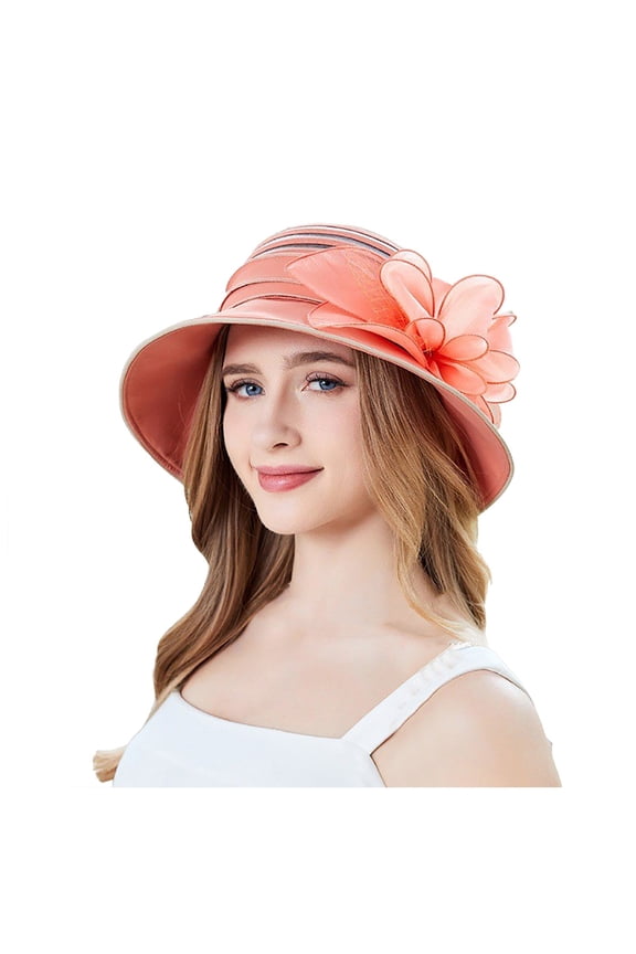 Sun Hat for Any Season Dress Hat Wide Leaf Bridal Shower Beach Sun Outdoor style accessories Orange