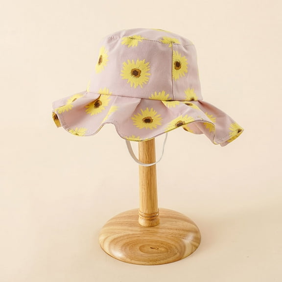 Sun Hat for Baby Girls Boy Cute Flowers Print Toddler Bucket Hat UPF 50 Beach Hat Summer Outdoor Sun Protection Hat